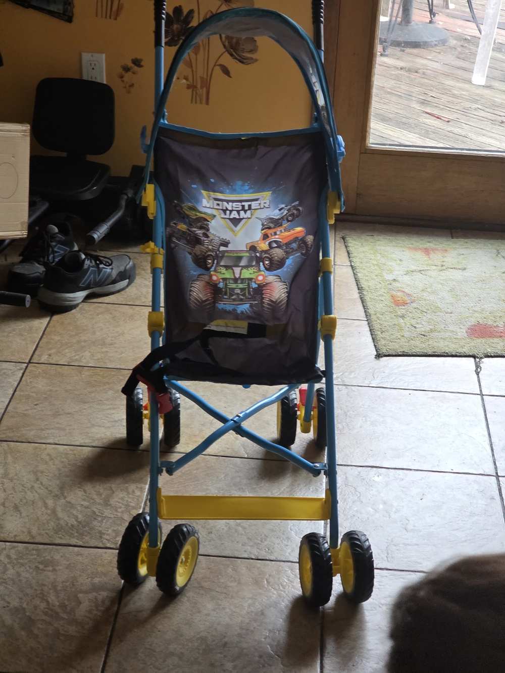 Monster Jam Kids Stroller - Blue and Yellow